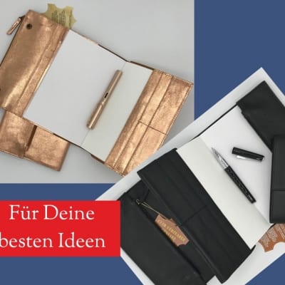 Leder-Notizbücher in Schwarz und Gold